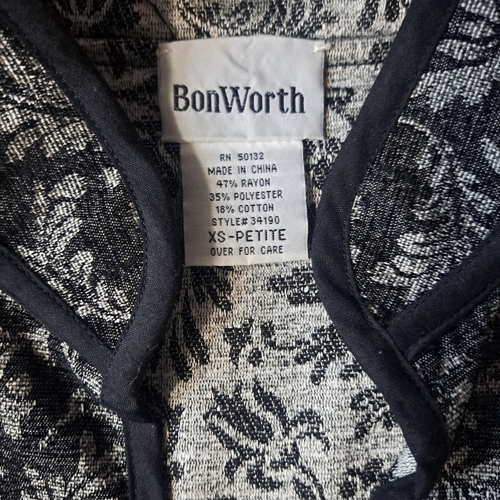 BonWorth XS Petite Tapestry Open Front Jacket - Picture 4 of 9